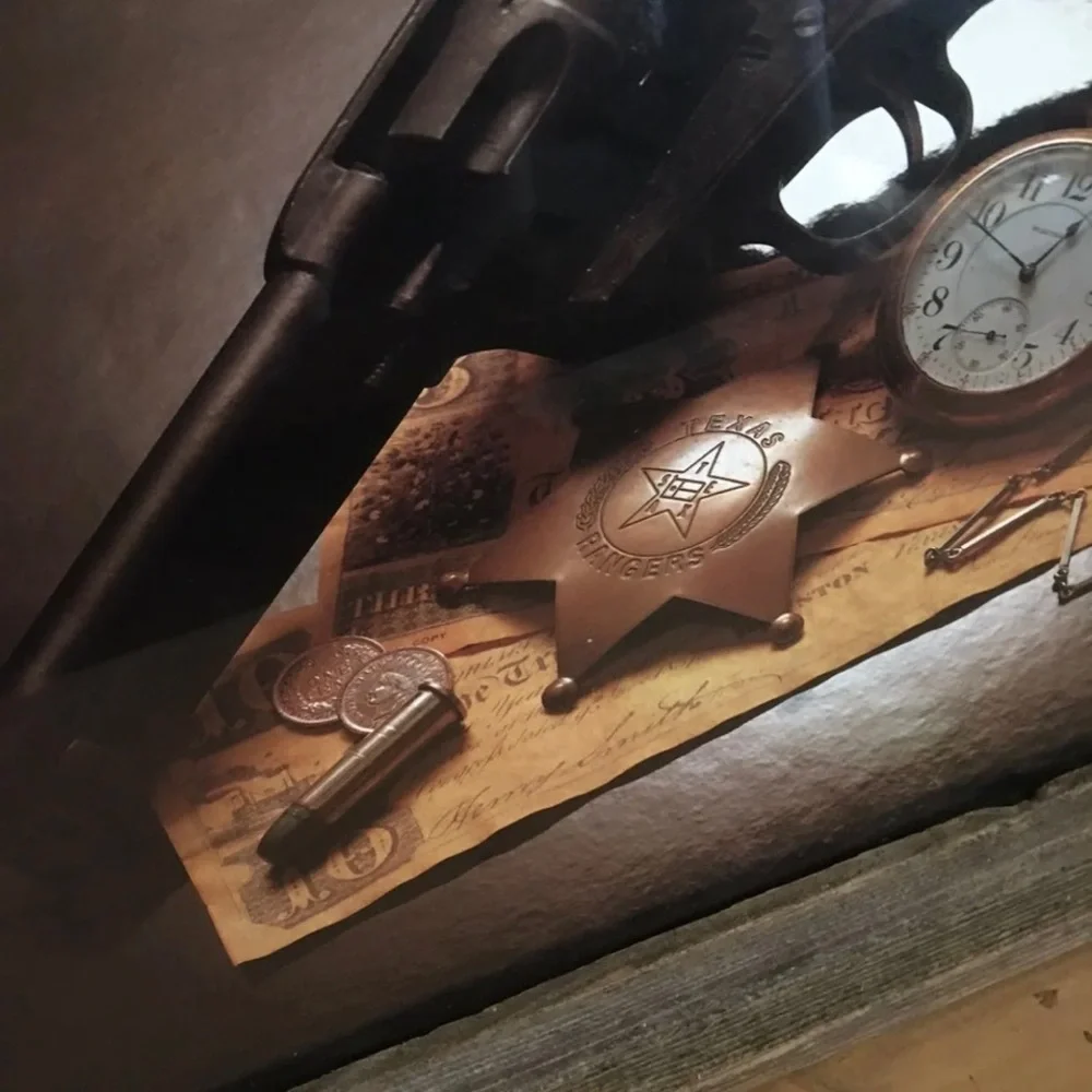 Texas rangers sheriff print in barnwood frame